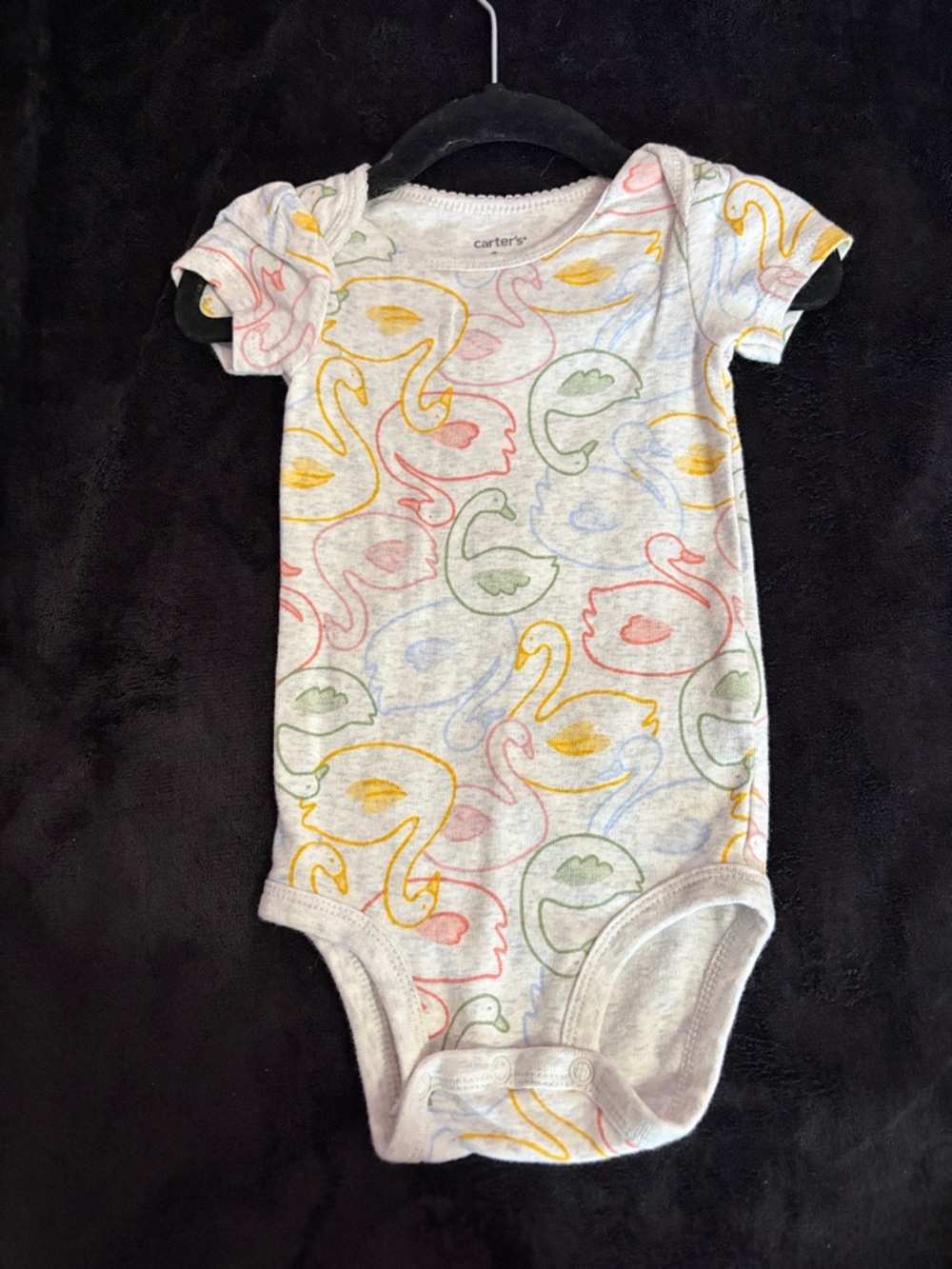Carter's Heather Gray Baby One-Piece with Multicolor Swan Print
